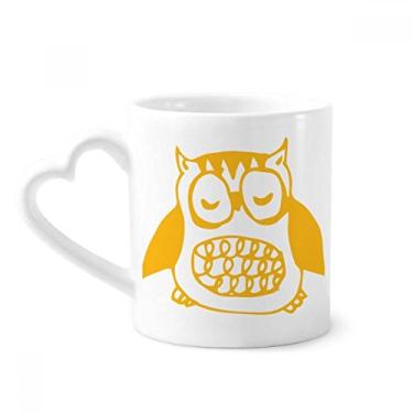 Imagem de Caneca de café cerâmica com desenho de coruja gorda protege animais amantes de animais de estimação copo de coração de vidro