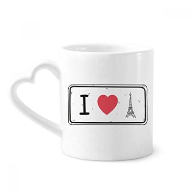 Imagem de Caneca I Love Eiffel Tower Words Pattern Coffee Ceramic Drinkware Copo de coração de vidro