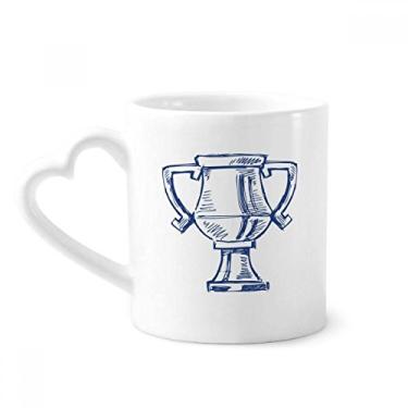 Imagem de Troféu de Campeonato de Futebol Caneca Azul Café Cerâmica Copo de Coração de Vidro