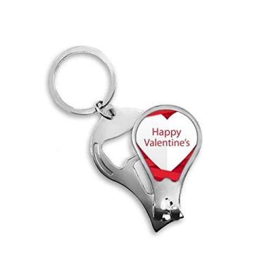 Imagem de Chaveiro abridor de cortador de unhas com listras vermelhas Happy Valentine's Day