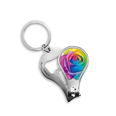 Imagem de Rainbow Gay Lésbica Flor LGBT Cortador de Unhas Abridor Chaveiro Tesoura