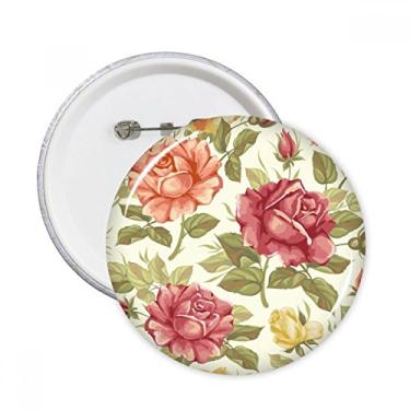 Imagem de Rosa antiga aquarela flor alfinetes redondos crachá botão emblema acessório decoração 5 peças