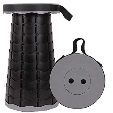 Imagem de KELATI Banco dobrável, banco retrátil telescópico com saco de armazenamento, capacidade de 180 kg, para viagens ao ar livre, pesca, caminhadas e churrasco (incluindo bolsa de armazenamento) - cinza