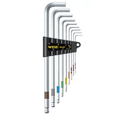 Imagem de Wise SBL-900 Chave sextavada de ponta esférica longa Conteúdo do conjunto: 1,5 mm/2,0 mm/2,5 mm/3,0 mm/4,0 mm/5,0 mm/6,0 mm/8,0 mm/10,0 mm