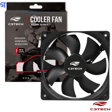 Imagem de Cooler Fan C3Tech F7-100BK Storm 12x12x2.5 cm Preto - Rolamento fdb 12v 1200RPM