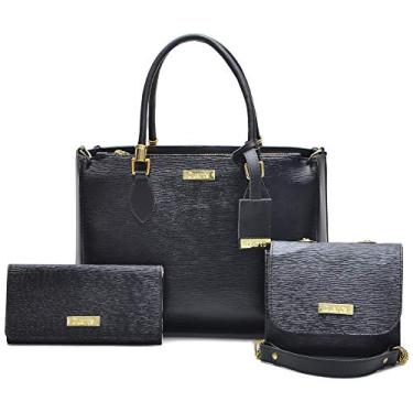 Imagem de Bolsas Femininas Kit 3 Peças Bolsa Lorena Media Baú e Carteira Transversal