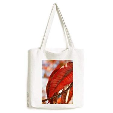 Imagem de Sacola de lona com imagem de planta de bordo vermelho bolsa de compras casual bolsa de compras