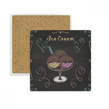 Imagem de Três chocolates doces bola de sorvete quadrado porta-copos caneca suporte subplaca pedra isolante