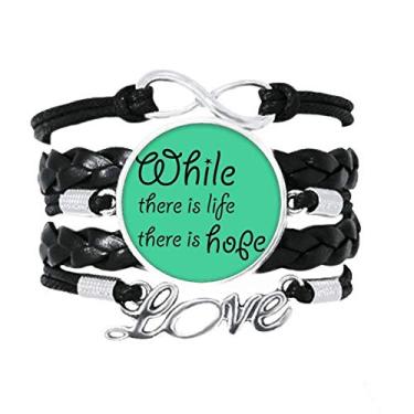 Imagem de OFFbb-USA Pulseira com dizeres inspiradores "Hope Live", acessório para amor, corda de tricô de couro torcido, presente