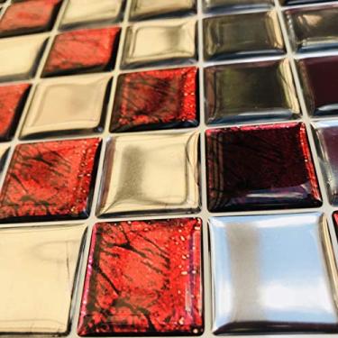 Imagem de Pastilha Adesiva Luxo Cromada Resinada Kit 4 Placas