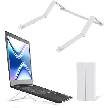 Imagem de BTSEURY Suporte para laptop de metal ergonômico dobrável, suporte portátil para notebook e computador, suporte para laptop confortável, suporte de resfriamento para laptop