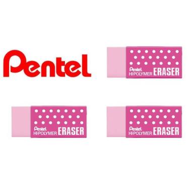 Imagem de Borracha Pentel Hi-Polymer Eraser Rosa Kit Com 3 Unidades