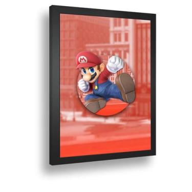 Imagem de Quadro Emoldurado Poste Super-Smash-Bros-Ultimate-Mariocom Vidro - Qua