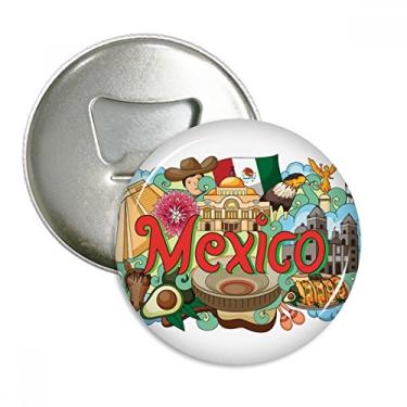 Imagem de Teotihuacan Sintagma México Graffiti Abridor de Garrafa Redondo, Ímã, 3 Peças Presente