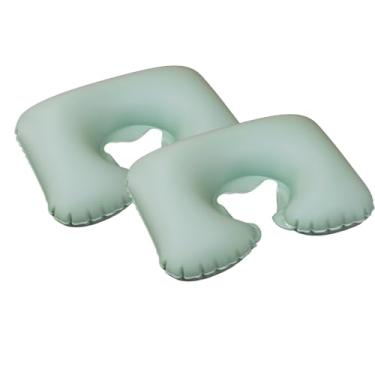 Imagem de Kit 2 Almofadas de Pescoço Inflável para Viagem Anatômica Impermeável | Almofada de Viagem Passeio Almofada Ortopédica para Viagem Avião Carro Travesseiro de Pescoço Apoio Encosto Pescoço (Verde)