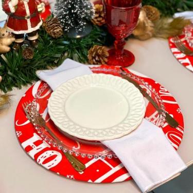 Imagem de Kit Capas de Sousplat e Guardanapos Mesa de Natal Estampada Natalina -