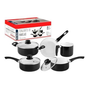 Imagem de Jogo de Panela Antiaderente Roma cinco peças Preto - ETILUX