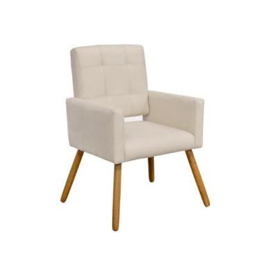 Imagem de Poltrona Cadeira Decorativa Camila Pés Palito Sala de Estar Suede Bege