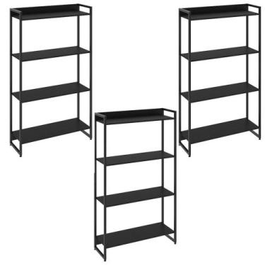 Imagem de Kit 3 Estantes Multiuso Escritório Industrial 4 Prateleiras Areta 145x