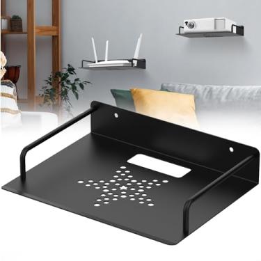 Imagem de Prateleira flutuante para projetor de liga de alumínio, prateleira de suporte de parede com roteador WiFi, prateleira de caixa de cabos para TV montada na parede, prateleira para reprodutor de DVD,