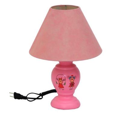 Imagem de Abajour artesanal cerâmica Mimo Rosa com cupula TNT - CM GLASS - CLEID