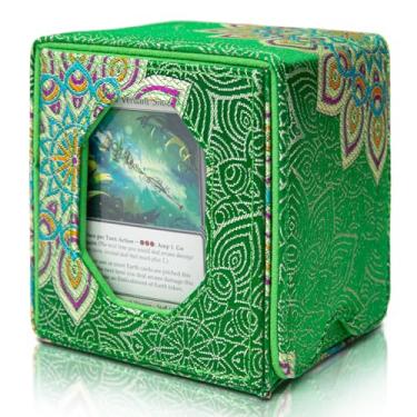 Imagem de Sanseking Caixa de baralho Magic Commander para cartões colecionáveis MTG serve para mais de 100 caixas de baralho de cetim macio de manga dupla com janela de exibição Commander Presente mágico para