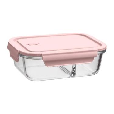 Imagem de Pote de vidro borossilicato com divisoria rosa uz7047-ros