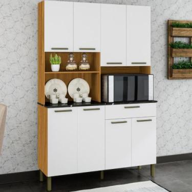 Imagem de Kit Armário Cozinha Compacta Tannat 8 Portas e 1 Gaveta - Faura, Amend