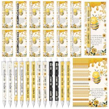 Imagem de AmazingSpark Conjunto de 24 lápis retráteis inspiradores a granel de 0,7 mm com cartões positivos, lembrancinha de festa de abelha para estudante, professor, colega de trabalho, material escolar