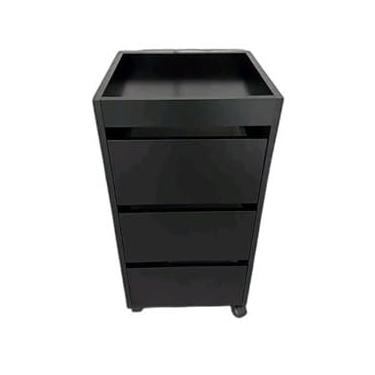 Imagem de CARRINHO AUXILIAR GAVETEIRO MADEIRA MDF COM 3 GAVETAS (Preto)