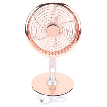 Imagem de Asixxsix Pequeno ventilador de mesa USB, ventilador de mesa retro silencioso recarregável com 3 velocidades ajustáveis, ventilador pessoal para mulheres e homens (Ouro rosa)