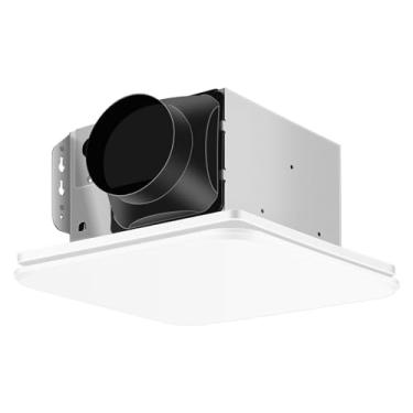 Imagem de JOEAONZ Exaustor de banheiro 110 CFM com design de grade oculta, sistema de ventilador de teto silencioso Urtra 1.0 Sones - Ventilador extrator de banheiro doméstico para renovação moderna, saída de