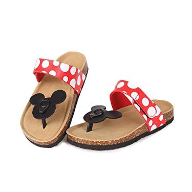 Imagem de Bigfanshu Pantufas femininas de algodão macio do Mickey com desenho animado adorável e linda sandália feminina sapatos de praia plus size, Vermelho, 5