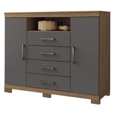 Imagem de Comoda Havana Master com pés Jatobá Grafite Acetinado - Santos Andirá