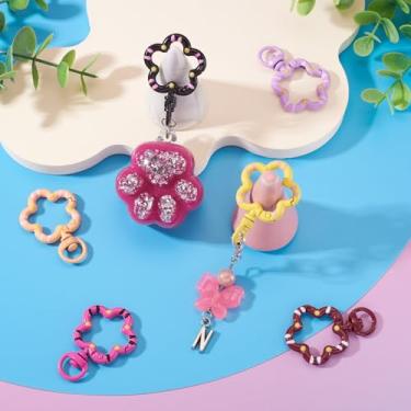 Imagem de Chaveiro giratório com fecho de lagosta, 8 peças, fecho giratório de flores, gancho de pressão para cordão, chaveiros, bolsa, conector, joias, artesanato