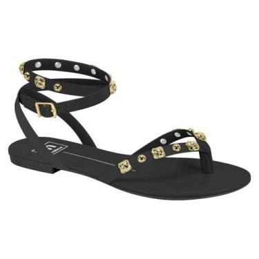 Imagem de Sandália Moleca Feminina Rasteira Gladiadora Spikes Tiras Conforto -, 