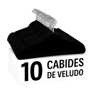 Imagem de Kit 10 Unidades Cabides Slim Veludo Preto - GLOBAL MIX