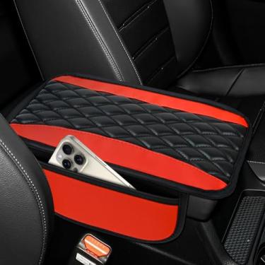 Imagem de wuyaoyao Capa de console central de carro, 30 cm x 19 cm à prova d'água de couro protetor de braço automotivo com bolsos laterais, almofada de descanso de braço de veículo elegante e confortável