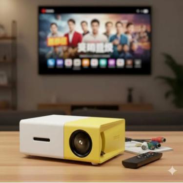 Imagem de Led Projetor De Imagens 600 Lúmens YG300 Mini Data Show Portátil Premium Amarelo Preto Vídeos Filmes Desenho Criança Presente Entrada USB Celular