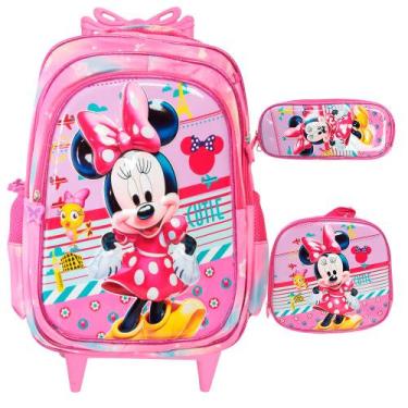 Imagem de Kit Mochila Infantil De Rodinhas Menina + Lancheira Térmica - Plike