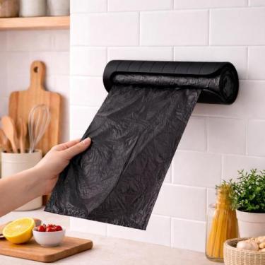 Imagem de Porta sacolas preto de mercado dispenser saco lixo parede - RELET