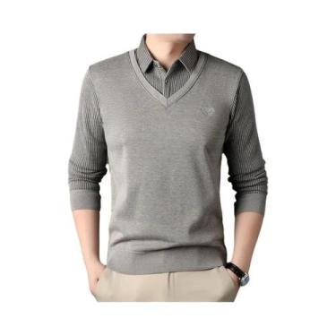 Imagem de Camisas Polo Listradas Slim Fit Para Homens, Moda De Outono, Pulôveres