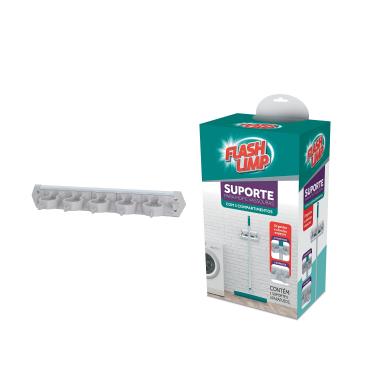 Imagem de Suporte Mop e Vassoura Flash Limp Cinza com 5 Compartimentos