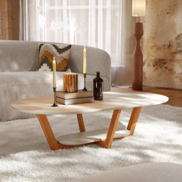 Imagem de Mesa de Centro para Sala de Estar Oval Elegance Cinza - Tebarrot