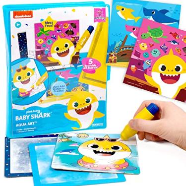 Imagem de Baby Shark Aqua Art – Baby Shark Water Coloring Pads – Includes Magic Refillable Water Brush for Mess Free Water Art Painting for Toddlers – Great Baby Shark Art Set for 3 Year Old