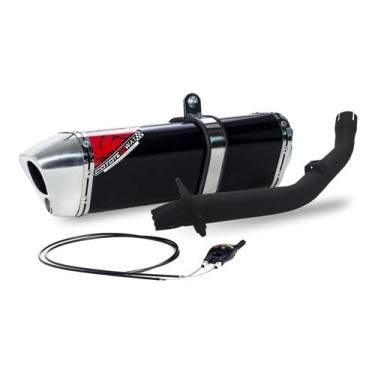 Imagem de Escape/Ponteira Coyote Modelo TRS 2 Way + Mais em Alumínio - XRE 190 - Preto/Cromado