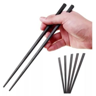 Imagem de Hashi Reutilizável Kit 5 Pares (10 Palitos) Palitinhos de Comida Japonesa, Sushi, Lamen, Macarrão, Hashis Longos 24cm, Pauzinhos Japoneses PRETO
