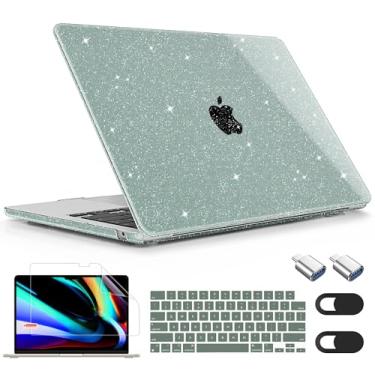 Imagem de Mektron Capa com glitter para MacBook Air 2024 M3 13,6 polegadas 2022 modelo A2681, capas rígidas de plástico para MacBook Air de 13 polegadas Apple M2 Chip com tela de retina líquida para Touch ID,