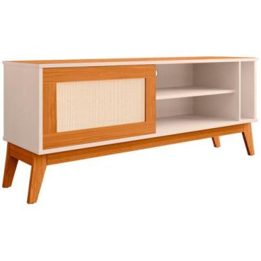 Imagem de Rack para TV até 55" 1 Porta EDN Móveis Cayman, Off White e Cedro