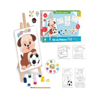 Imagem de Kit de pintura Pets cavalete telas e paleta madeira NIG - NIG brinqued